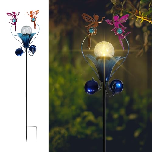Decorative Solar Outdoor Light, Fairy Glass Globe Stake For Lawn Yard - color: Fairy