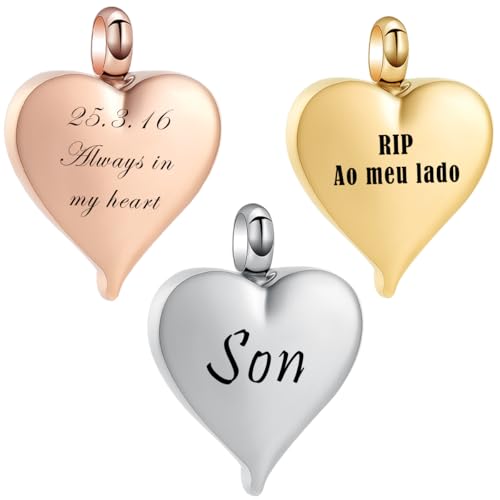 Angel Wing Heart Urn Necklace for Ashes Cremation Jewelry for Women Men Stainless Steel Memorial Necklaces Ash Holder for Human Keepsake Jewelry for Loved Ones with Fill Tool - color: Customize