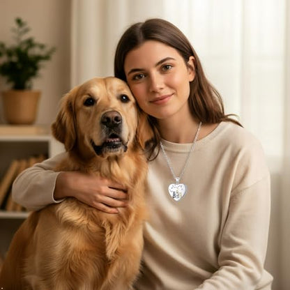 DAOCHONG Heart Locket Necklace Photo Memory Jewelry for Women | Sterling Silver Cremation Pendant | Holds 2 Photos | Keepsake for Women Mom Grandma Daughter | Memorial for Loved Ones & Pets - style: Dog Photo Locket Necklaces