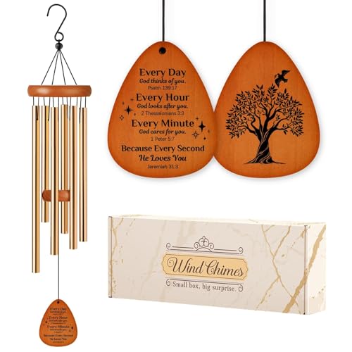 Aurahouse Christian Gifts for Women Men, Bible Verse Wind Chimes | Religious Gifts for Women or Men, Baptism Gift, Inspirational Spiritual Gift for Women Mom Sister Friends Coworkers - size: 25.5 in