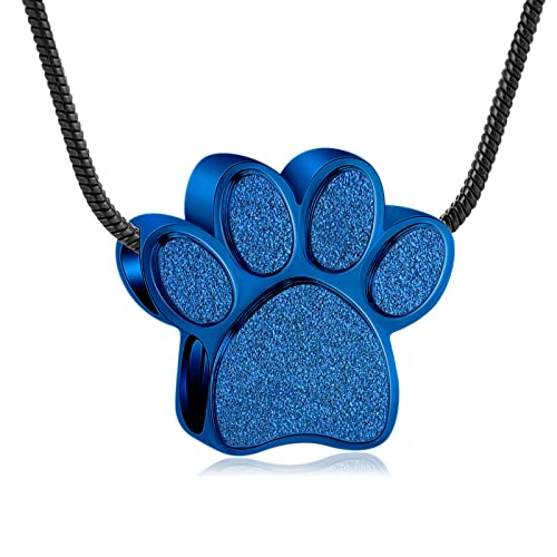 Paw Print Urn Cremation Necklace for Ashes Dog Cat Pet Paw Print Animal Keepsake Memorial Charm Pendant Necklace for Men Women