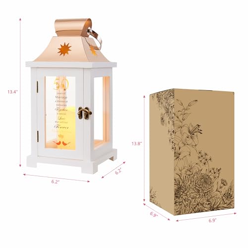 WOODEXPE 50th Anniversary Lantern, Best Golden Wedding Gifts for Couple, Parents, Wife, Husband