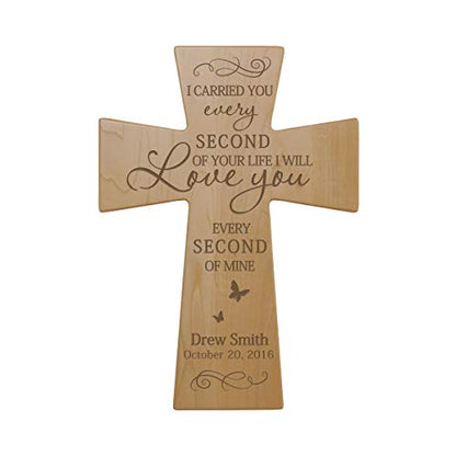 LifeSong Milestones Custom Memorial Wooden Cross 7x11 I Carried You (Butterfly) Condolence Funeral Remembrance in Loving Memory Bereavement Gift for Loss of Loved One (Maple) - color: Maple