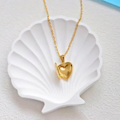 Rnivida Flowers Heart Locket Necklace for Women, Hold Photo Pictures Locket, 18 Inches - color: Gold - small heart