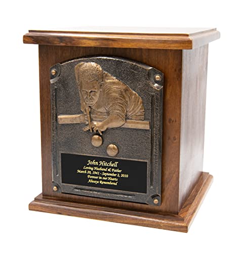 Pool Player Funeral Cremation Urn, Billiards Adult Wooden Urn with Personalization