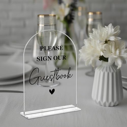 Acrylic Wedding Signage, Please Sign Our Guest Book Table Sign, Photo Guest Book for Bridal Shower & Gift Party, 5x7 Inches Acrylic666 - color: Guestbook, size: 5x7