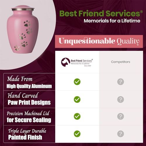 Ottillie Legacy Pink/Pewter/Vert Urn, up to 25lbs - color: Ardent Pink, Vertical Pewter Paws, size: Small