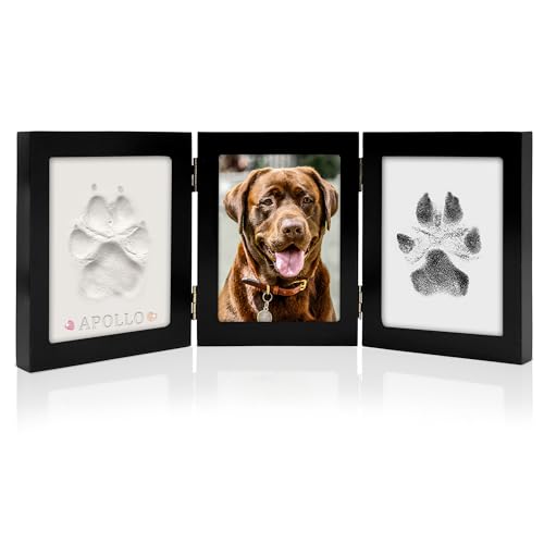 MYPAWLETS Paw Print Kit Keepsake,Ink&Clay Frame for Pet Pawprint,Black | Inkless Ink Pad,Soft Clay,Pet Safe,Mess-Free,Dog,Cat Paw Print Impression Kit,Nose Print,Memorial,DIY Gifts for Pet Owners - color: Black