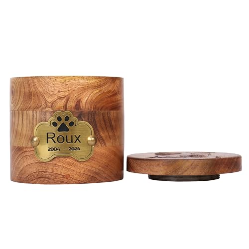 Personalized Handmade Solid Wooden Cremation Urns for Dog & Cat Ashes, Custom Photo Engraved Wood Pet Memorial Keepsake Urn Box for Ashes, Pet Urn for Dogs & Cats, Pet Loss Keepsake Urn Box for Ashes