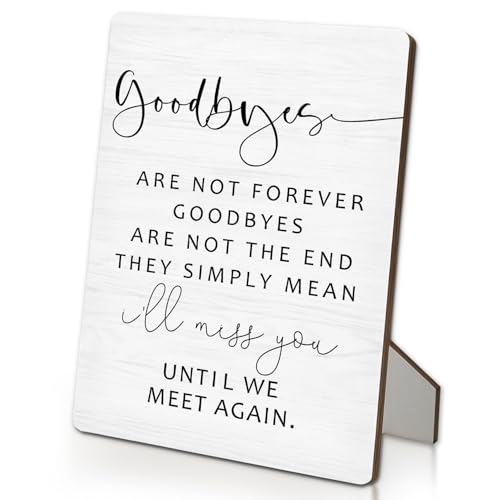 in Loving Memory Sign 8"x11.2", Goodbyes are Not Forever Memorial Wooden Stand Sign, Memorial Decorations for Loss of Loved One, Funeral Table Decorations for Table (8x11.2 Inch) - color: Goodbyes, size: 8"X11.2"
