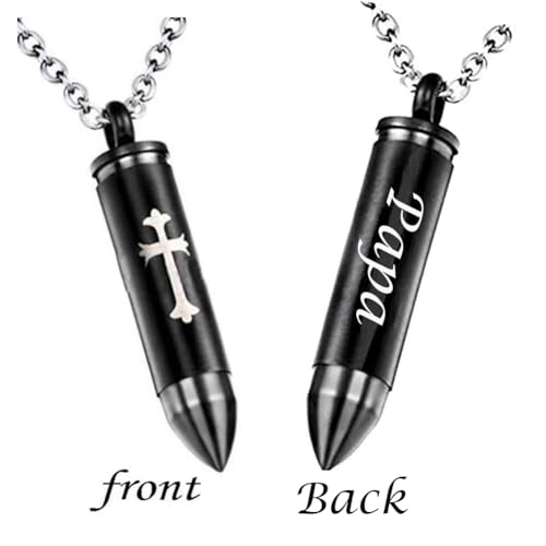Celtic Cross Bullet Urn Necklaces for Ashes Cremation Jewelry Keepsake Memorial Pendant - style: Papa