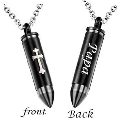 Celtic Cross Bullet Urn Necklaces for Ashes Cremation Jewelry Keepsake Memorial Pendant - style: Papa