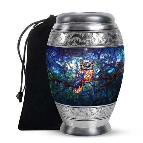 Owl Urns for Human Ashes - 10 Inch Large Memorial Urn for Ashes for Men - color: Owl-2, size: 10 Inch