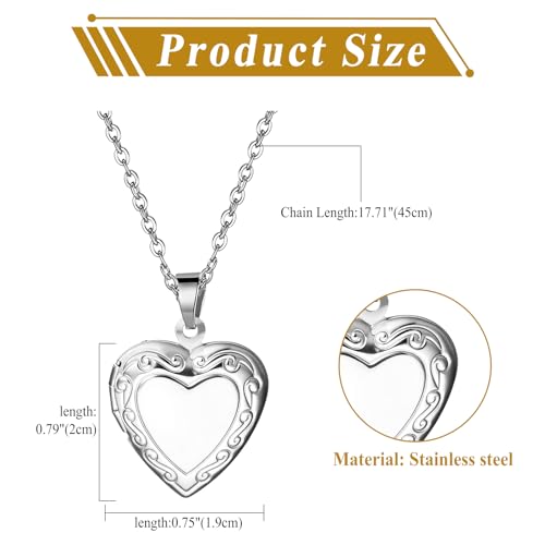 OIDEA Locket Necklace for Women: Gold Photo Lockets that Hold Picture Stainless Steel Necklace with Picture Inside Birthday Mothers Day Jewelry Gifts for Womens - color: heart - silver