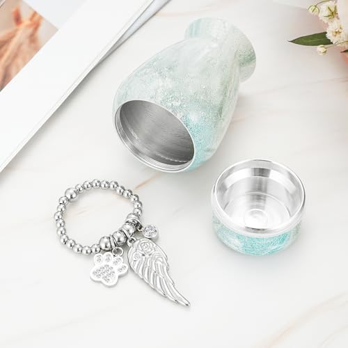 abooxiu Small Urn for Dog Cat Pet Ashes 2.85 Inch Mini Urns for Ashes Cremation Keepsake Urns Aluminum Memorial Pet Urn for Dogs Memorial Gifts for Loss of Dog Pets