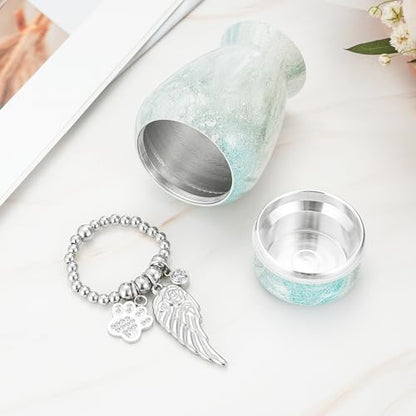 abooxiu Small Urn for Dog Cat Pet Ashes 2.85 Inch Mini Urns for Ashes Cremation Keepsake Urns Aluminum Memorial Pet Urn for Dogs Memorial Gifts for Loss of Dog Pets