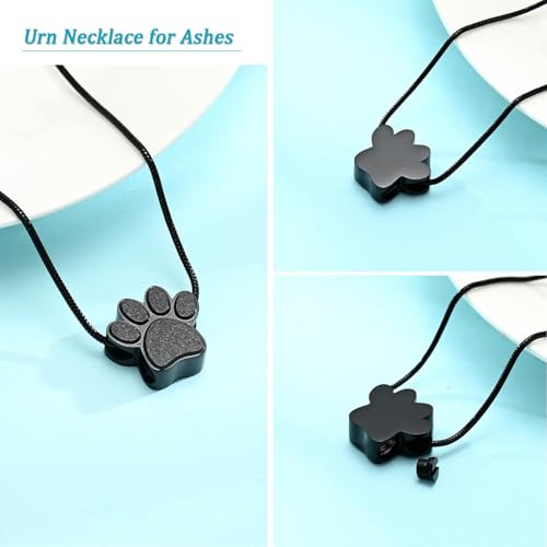 zeqingjw Pet Cremation Jewelry for Ashes Pendant Paw Print Pet Heart Urn Necklace Memorial Keepsake Jewelry for Pet/Dog's/Cat's Ashes - color: Paw Print-1-Black