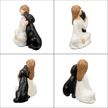 Angel of Friendship Dog Memorial Gifts, Hand-Painted Angel Figurine Statue,Pet Loss Sympathy Gift for Loving Pets and Dogs Lovers（Black Dog） - color: Black Dog