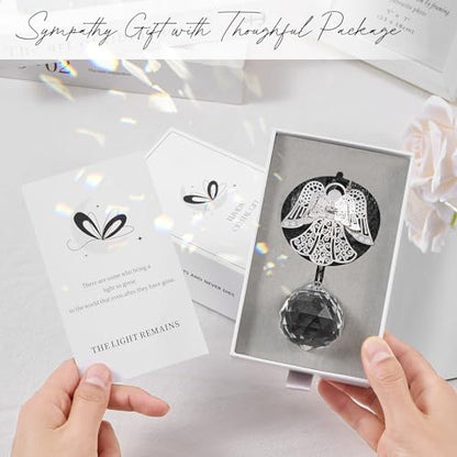 Sympathy Gifts for Loss of Loved One, Angel Design Memorial Suncathcer | Bereavement Gifts Crysal Ornament for Loss of Mom Dad Pet, Grief Gifts for Women, Miscarriage Gift for Mothers with Card - style: Vivid Angel