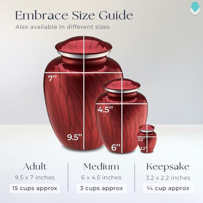 Geturns Embrace Keepsake Personalized Angel Cremation Urns for Human Ashes I Pearl Candy Red Funeral Urn for Men and Women with Double Side Engraving I 3.5 lbs - color: Pearl Candy Red