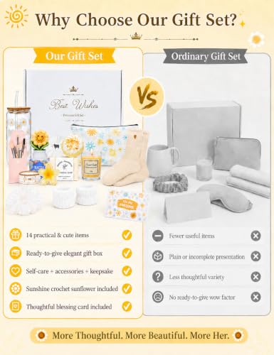 14PCS Gifts for Teen Girls - Gift Basket for Teen Girl, Gifts Trendy Stuff | Unique Birthday Gift Sets for Teen Girls, Daughter, Sister, Friend, Sweet 16th 18th 21st, Yellow - color: Beige