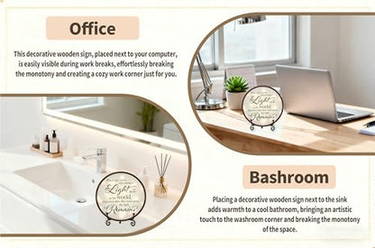 Sympathy Desk Decor Sign, Celebration Of Life Decorations, There Are Some Who Bring A Light Memorial Wood Sign, Decor For Home Bedroom, Wooden Round Decor With Stand-01 - style: Brown Round Sign