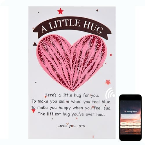 Little Pocket Hug Token & Greeting Card – Handmade Quilled Heart with NFC Bible Verse | Pocket Hug Card with Inspirational Scripture | Unique Christian Gift for Encouragement, Grief, Anxiety Relief & Long Distance Love (Pink Heart) - color: Pink Heart