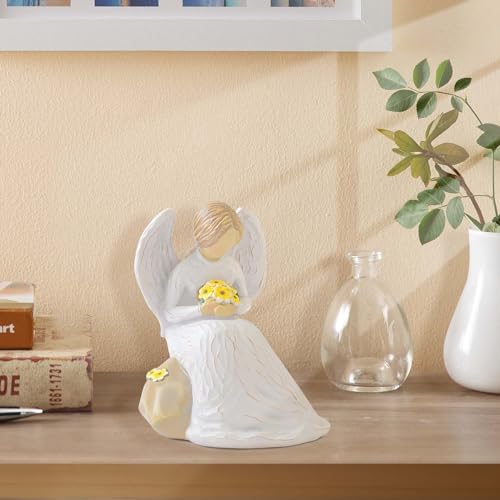 Guardian Angel Statues and Figurines, Hand-Painted Collectible Sculpture | Resin Angels Decorativos, Ornaments Mom Birthday Gifts, Home Decor Ornament - style: Guardian Angel