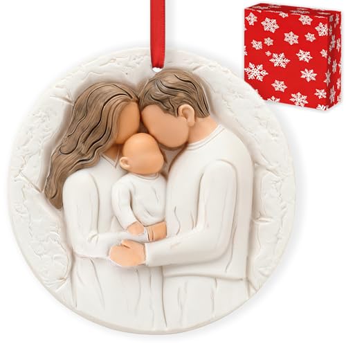 Christmas Ornaments 3D Our First Christmas As A Family of Three Ornament Xmas Tree Decoration - Baby First Christmas Ornaments 2026 - Best Parents and Kids Gift for Wife, Husbands, Her, Him - style: Family of 3