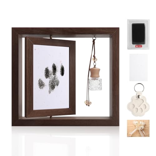 Double-Sided Rotating 4x6 Inch Photo Frame Gift Set for Cherished Memories, with Paw Print Kit and Memory Vial
