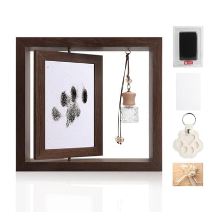 Double-Sided Rotating 4x6 Inch Photo Frame Gift Set for Cherished Memories, with Paw Print Kit and Memory Vial