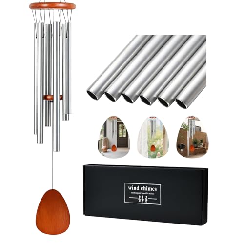 Wind Chimes for Outside, 28'' Small Soothing Melodic Tones Windchimes - size: 28'' Silver Teardrop Design