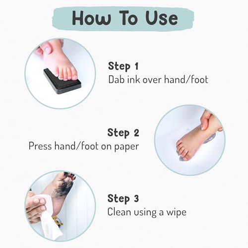 Baby Hand and Footprint Kit by Forever Fun Times | Get Hundreds of Detailed Prints with One Baby Safe Ink Pad | Easy to Clean, and Works with Any Paper or Card | Clean and Safe (Big Light Blue)