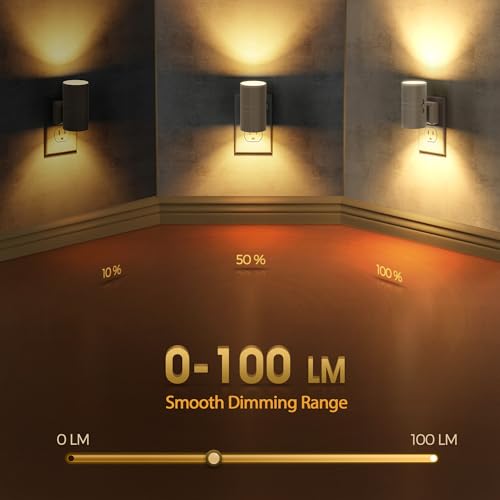 Night Lights Plug into Wall, Modern LED Night Light Plug in | Dusk to Dawn Sensor, Soft White 3000K, 0-100LM Adjustable Brightness, Dimmable NightLights, Hallway, Bedroom, Stairway 2 Pack - color: Cement dust-3000K, size: 2 Pack