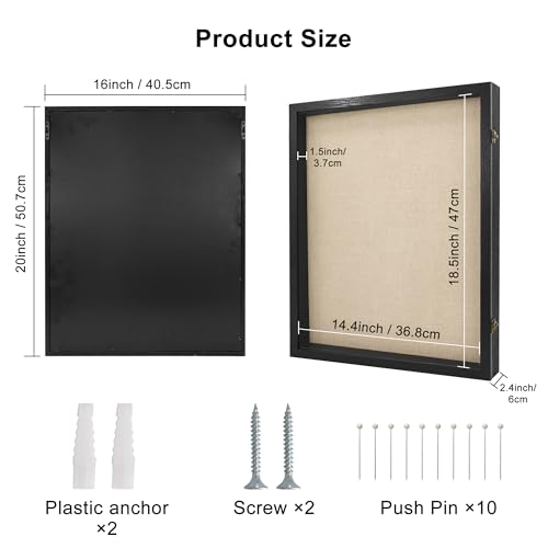 Large Graduation Shadow Box Frame for Cap Gown, Black 16x20 Display Case - color: Rustic Black, size: 16"x20" (40.6x50.8 cm)