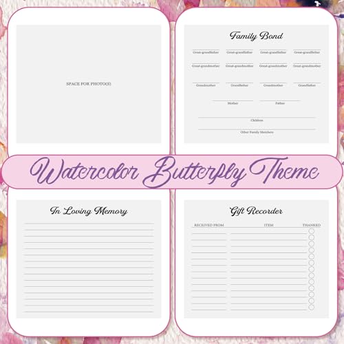 Patelai Funeral Guest Book with Pen, Watercolor Butterfly - style: Watercolor Butterfly