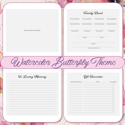 Patelai Funeral Guest Book with Pen, Watercolor Butterfly - style: Watercolor Butterfly