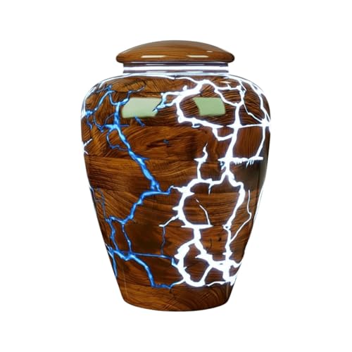 Rosewood Cremation Urns for Human Ashes Adult Male Female - Wooden Urn for Pets Ashes, Decorative Box for Ash (Blue+White, Medium - 80 lbs) - color: Blue+white, size: Medium - 80 lbs