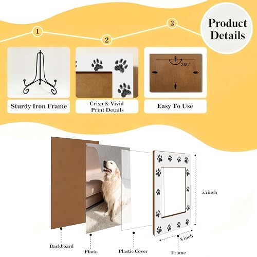 Dog Gifts Picture Frame with Iron Stand, Dogs Lovers Gift for Women or Men, Puppy Themed Gift for New Owners Photo Frame Photo for Tabletop Display A-03 - style: Dog Gifts Picture Frame-B