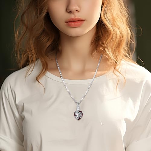 Urn Necklace for Ashes for Women/Men 925 Sterling Silver Cremation Jewelry w/Funnel Filler Memorial Jewelry Gifts - color: A-Rose (Crystal-Red), style: Non - Customized