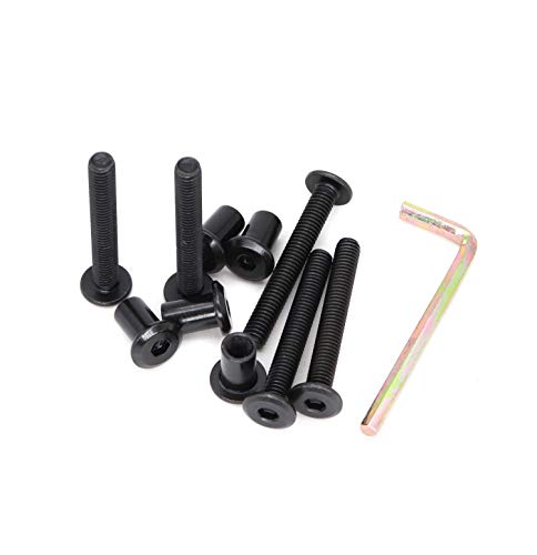 cSeao 10-Pack M6 x 45mm Black Hex Socket Cap Furniture Joint Connecting Bolts Barrel Cap Nuts Kit for Chairs Bed Crib - size: 10-Pack M6 x 45mm