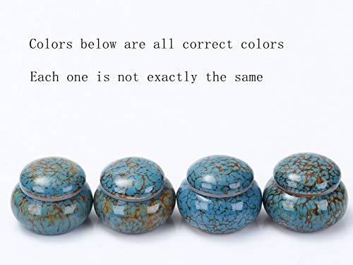 Small Urn for Human Ashes - 1.6'' Handicrafted Urn - Beautiful Tiny Keepsake Urns - Mini Urn Made of Ceramic - Hold 1.2 Cubic Inches of Ashes (Blue) (Blue) - color: Blue