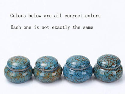 Small Urn for Human Ashes - 1.6'' Handicrafted Urn - Beautiful Tiny Keepsake Urns - Mini Urn Made of Ceramic - Hold 1.2 Cubic Inches of Ashes (Blue) (Blue) - color: Blue