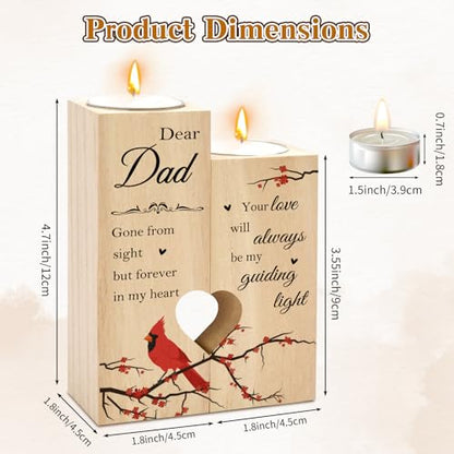 Sympathy Gifts for Loss of Dad Loved One Wooden Cardinal Candle Holders Memorial Gifts Funeral Decorations Table Decor Dad Remembrance Condolence Thinking of You Grief Presents for Loss of Father