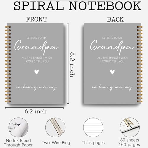 Grandpa Memory Grief Notebook Journal, Grandpa Memorial Remembrance Gifts, Loss of Grandfather Sympathy Gifts Hardcover Spiral Notebooks Journals, 5.5x8.3 Inch