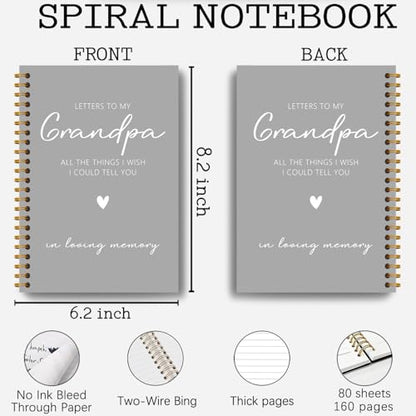 Grandpa Memory Grief Notebook Journal, Grandpa Memorial Remembrance Gifts, Loss of Grandfather Sympathy Gifts Hardcover Spiral Notebooks Journals, 5.5x8.3 Inch