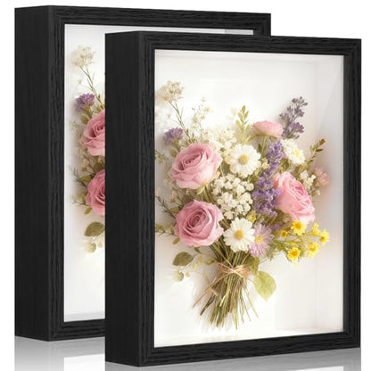 2 Pack Shadow Box Frame 11"x 14" - Wood Deep Shadowbox with Glass - size: 11×14-2pcs-black