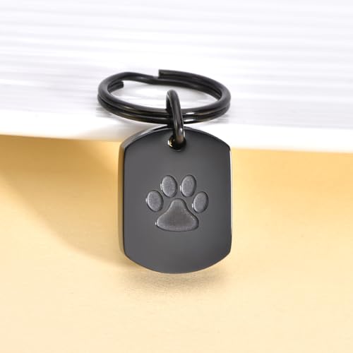 RIPFEVURN Pet Cremation Jewelry Dog Cat Paw Urn Keychain for Ashes for Women Men Memorial Keepsake Pendant - color: Black