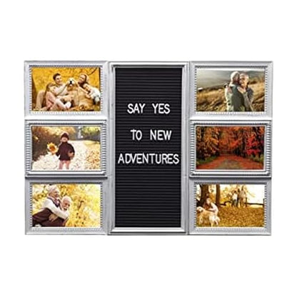 MELANNCO Customizable Letterboard 6-Opening Photo Collage Frame, 20 x 14 Inch, Distressed White - color: Distressed White, size: 20x14 - 6 Opening