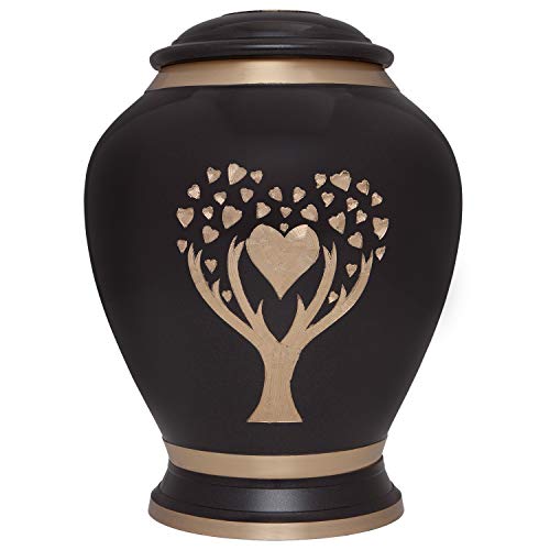 Brown Cremation Urn with Tree of Life by Liliane Memorials - Urns for Human Ashes Remains - Brass - Suitable for Funeral Cemetery Burial or Niche - Large Size for Adults up to 200 lbs - Love Tree - color: Brown